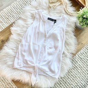 INC International Concepts White Tie Waist Tank